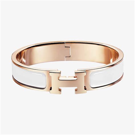 hermes clic h bracelet white and rose gold